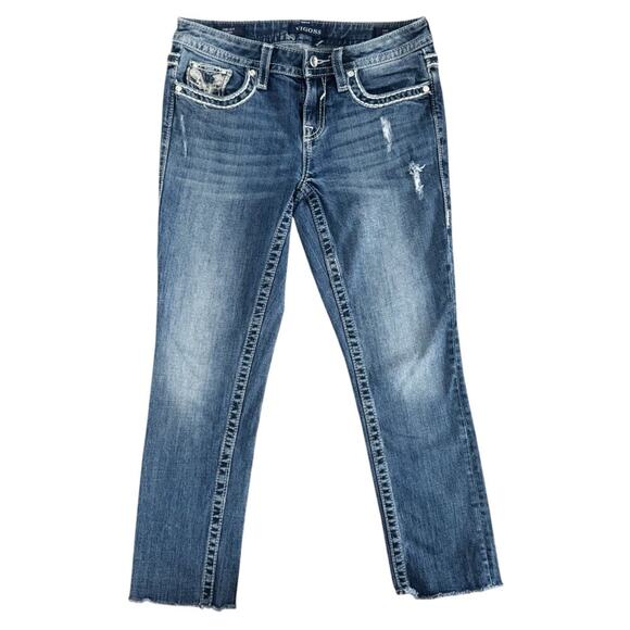 Vigoss Chelsea capri Jeans Women's size 3/4 size 4 Boho Festival Streetwear Crop - Picture 2 of 16